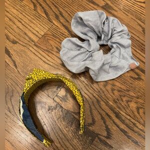 2pc Hair Accessory Bundle Knotted Headband + Stripe Scrunchie Set